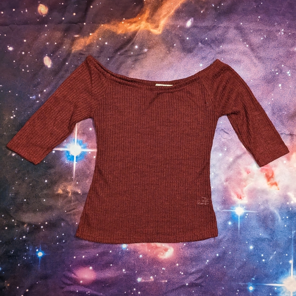 ❤️ Burgundy Maroon Sheer Heart & Hips Top Size Small